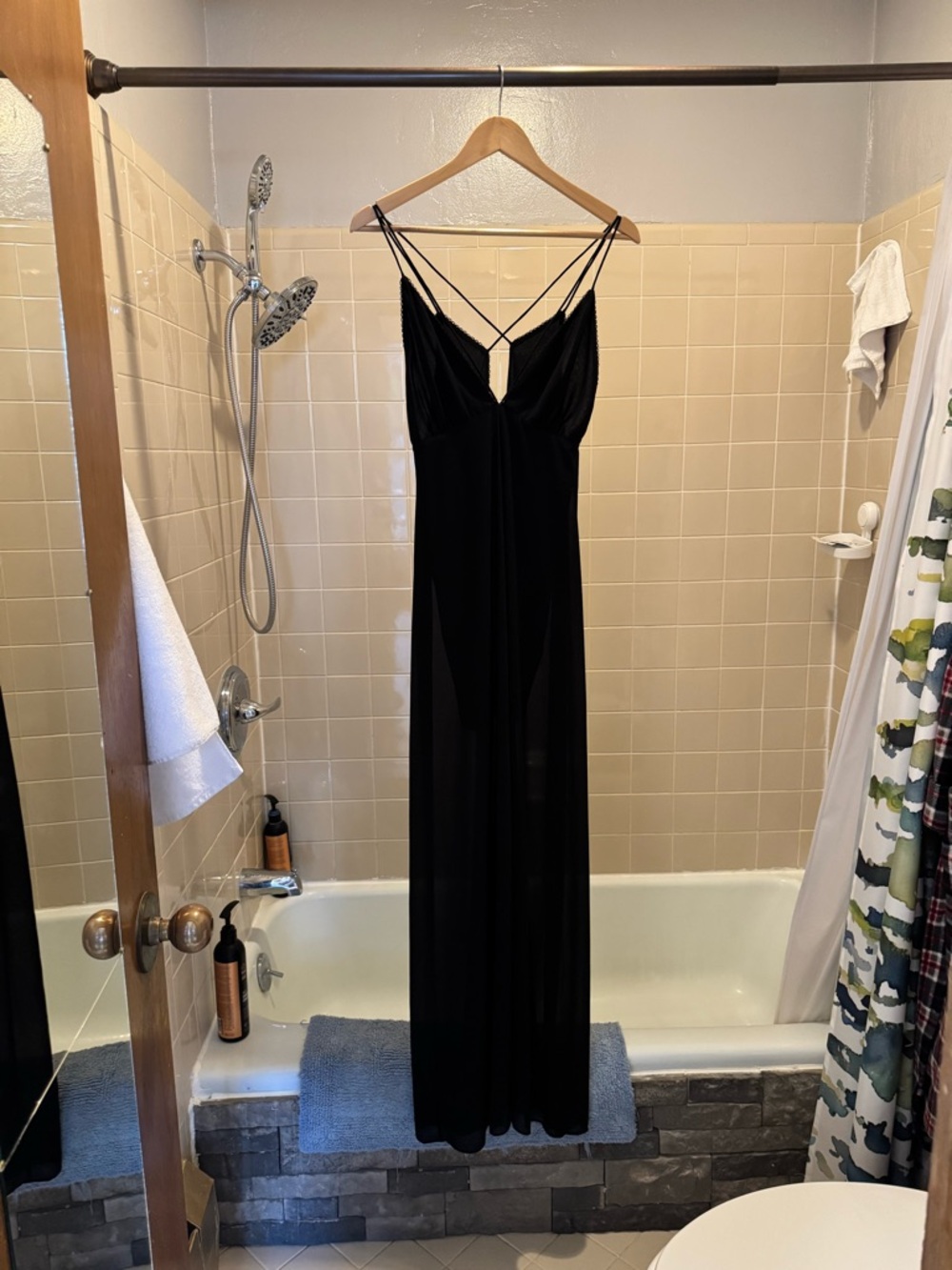 🖤 Women’s Forever 21 Sheer Black Strappy Maxi Dress with Slit 🖤 - Picture 3 of 13